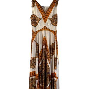 VINTAGE Elinor Gay Dress size 12 white, gold, 70s